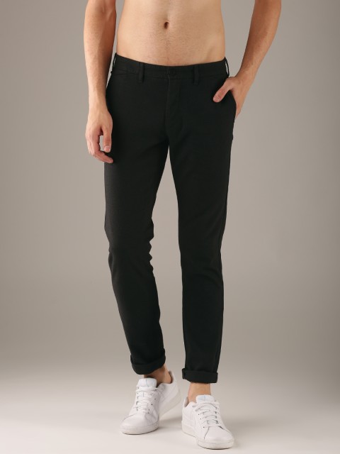 

Flying Machine Men Charcoal Grey Super Slim Fit Self Design Regular Trousers