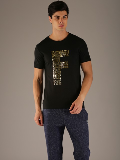 

Flying Machine Men Black Printed Round Neck T-shirt