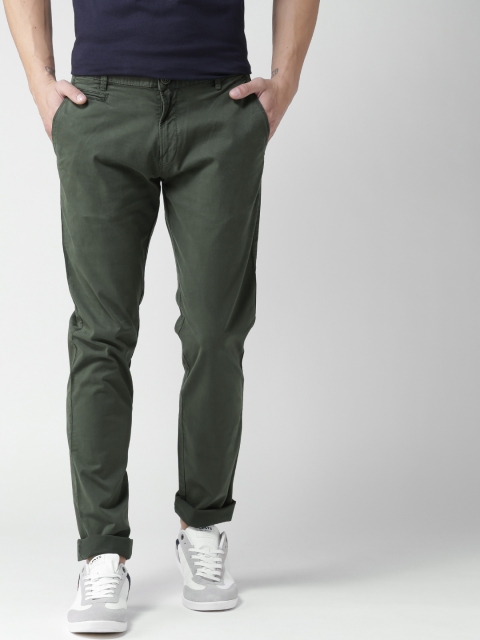 

Aeropostale Men Olive Green Super Skinny Fit Solid Chinos