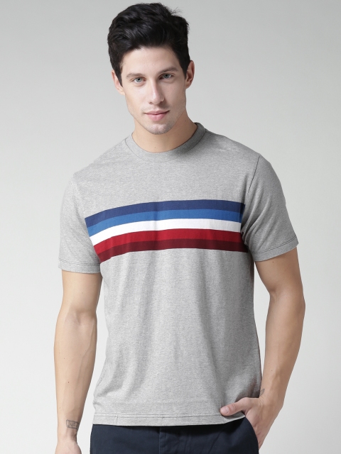 

Aeropostale Men Grey Melange Striped Round Neck T-shirt