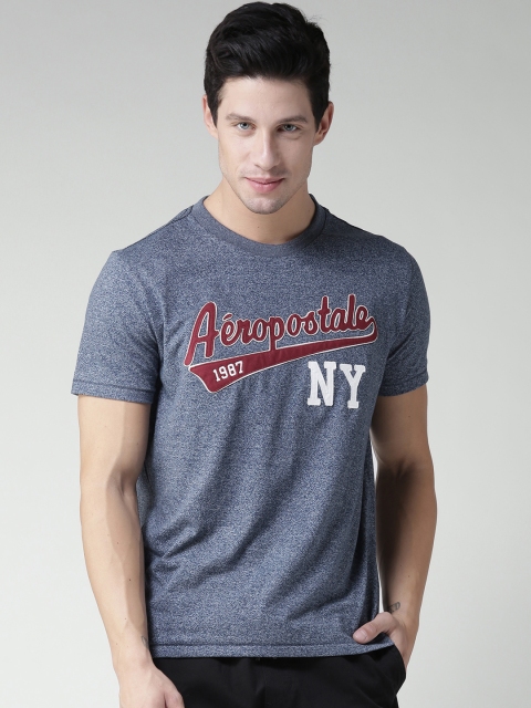 

Aeropostale Men Blue Applique Detail Round Neck T-shirt