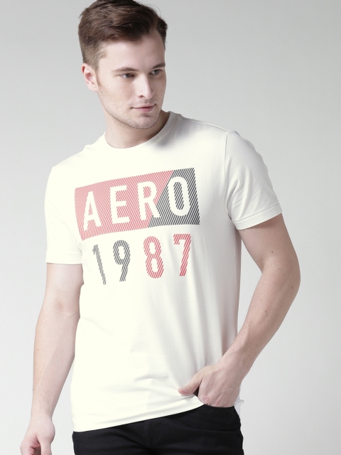 

Aeropostale Men White Printed Round Neck T-shirt