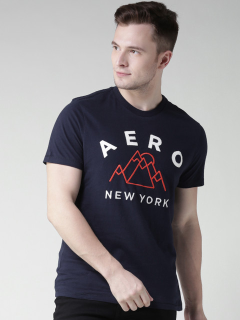 

Aeropostale Men Navy Embroidered Round Neck T-shirt, Navy blue
