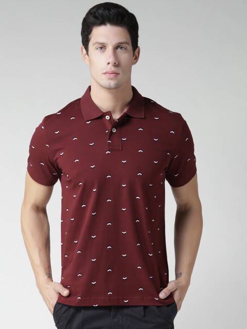 

Aeropostale Men Maroon Printed Polo Collar T-shirt