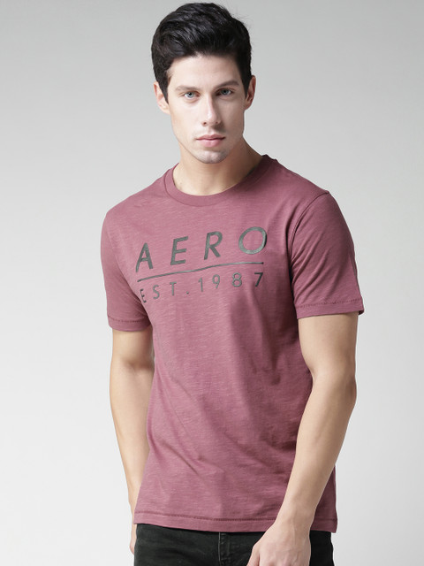 

Aeropostale Men Dusty Pink Printed Round Neck T-shirt