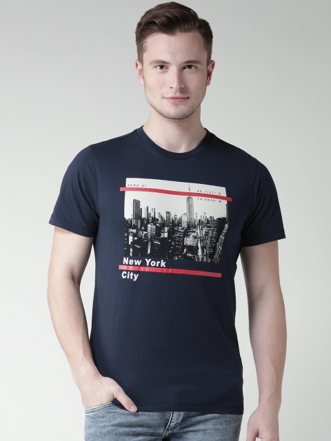 

Aeropostale Men Navy Printed Round Neck T-shirt, Navy blue