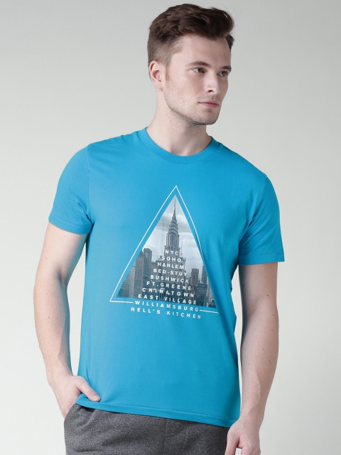 

Aeropostale Men Blue Printed Round Neck T-shirt