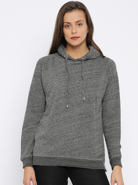 

U.S. Polo Assn. Women Grey Self Design Hooded Pullover