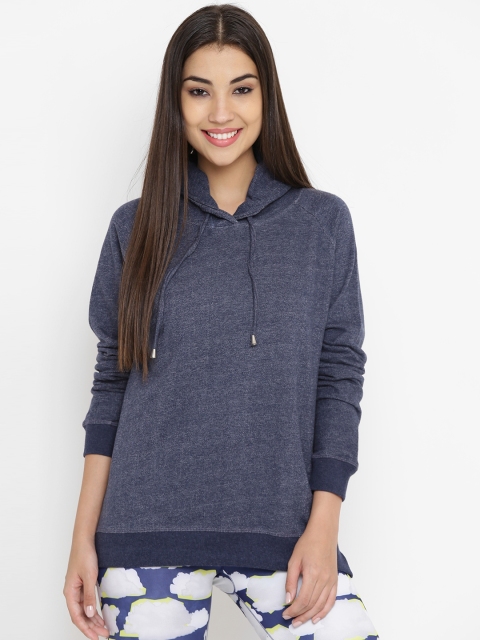 

U.S. Polo Assn. Women Navy Blue Solid Hooded Sweatshirt