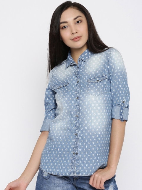 

U.S. Polo Assn. Women Blue Regular Fit Printed Casual Shirt