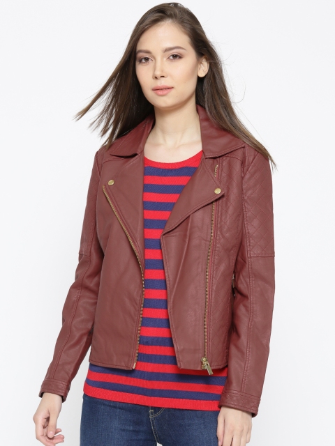 

U.S. Polo Assn. Women Brown Solid Asymmetric Closure Biker Jacket