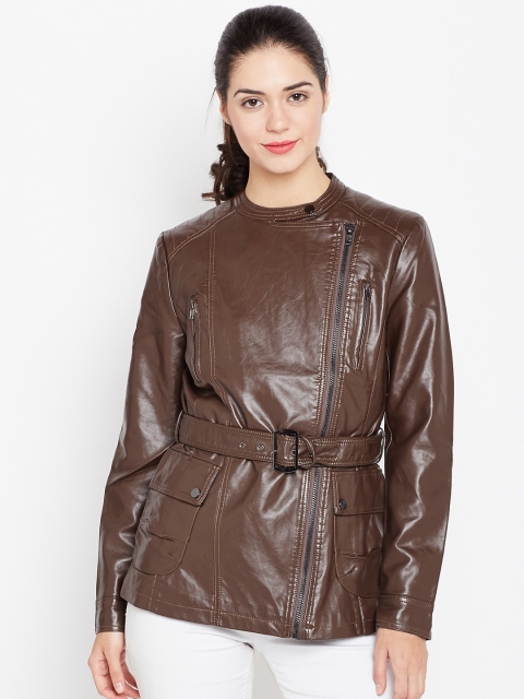

U.S. Polo Assn. Women Brown Solid Biker Jacket