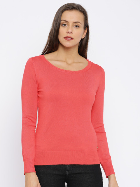 

U.S. Polo Assn. Women Coral Pink Solid Pullover