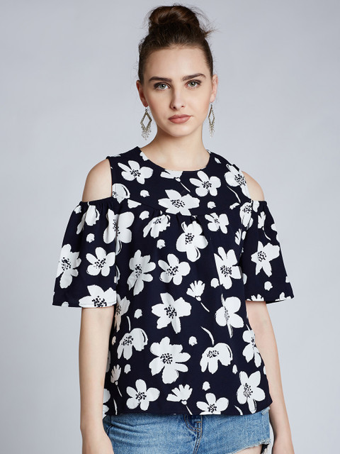 

Harpa Women Navy Blue Printed Top