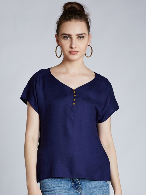

Harpa Women Navy Blue Solid Top