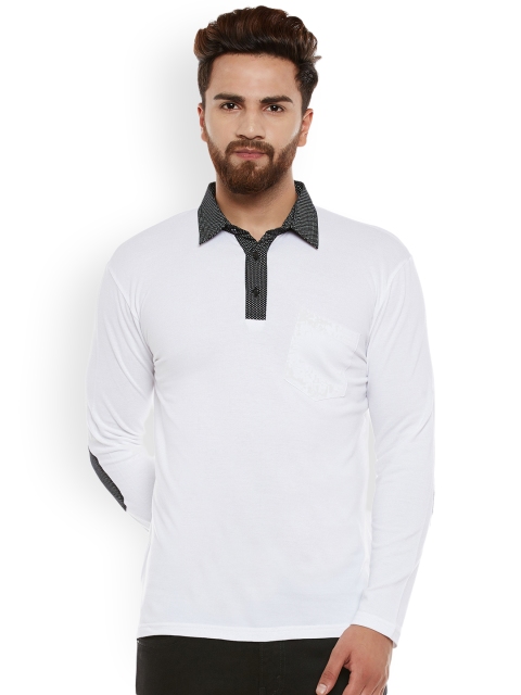

Hypernation Men White Solid Polo Collar T-shirt