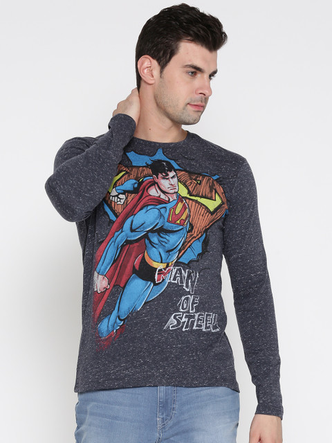 

Free Authority Men Navy Blue Superman Printed T-shirt