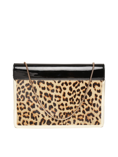 

ALDO Brown & Black Animal Print Oversized Clutch with Sling Strap