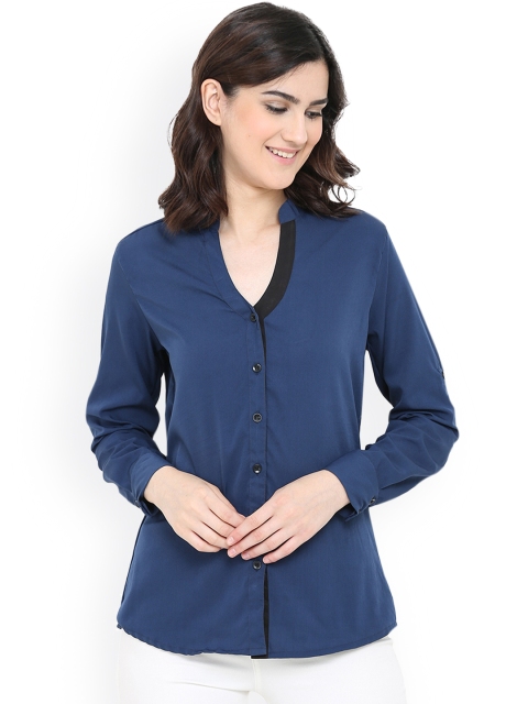 

Trend Arrest Women Navy Comfort Regular Fit Solid Formal Shirt, Navy blue