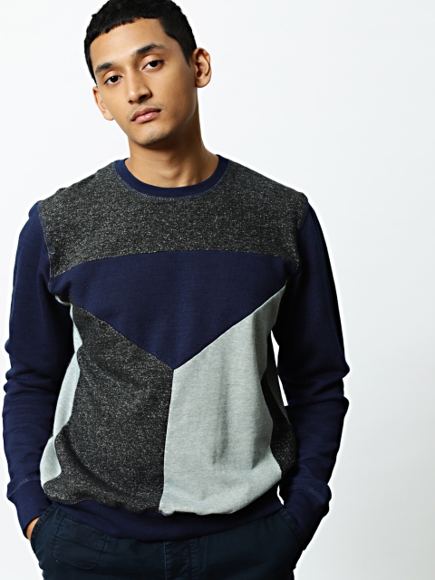 

Mr Bowerbird Men Blue & Grey Eclectic Cube Pullover