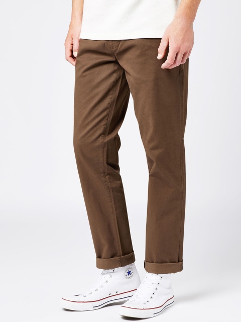 

next Men Brown Straight Fit Solid Chinos