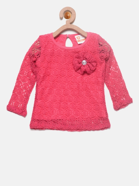 

612 league Girls Pink Lace Top