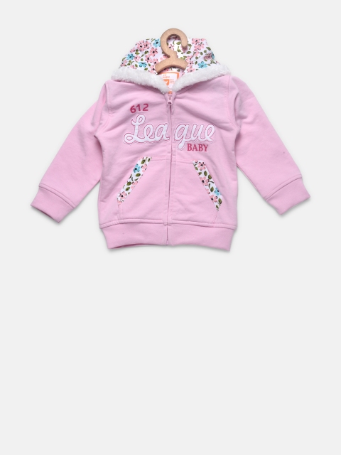 

612 league Girls Pink Applique Detail Hooded Sweatshirt