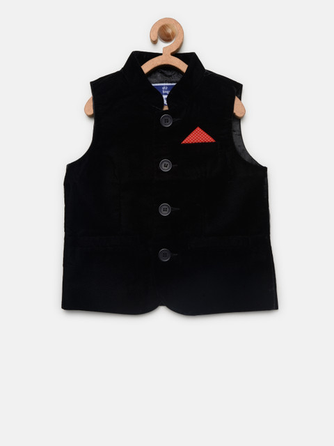

Baby League Boys Black Velvet Nehru Jacket