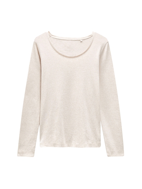 

next Women Beige Solid Round Neck T-shirt