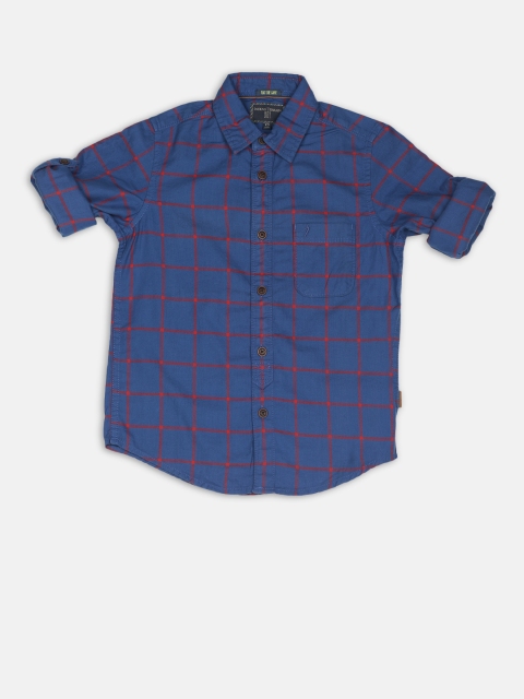 

Indian Terrain Boys Blue Regular Fit Checked Casual Shirt