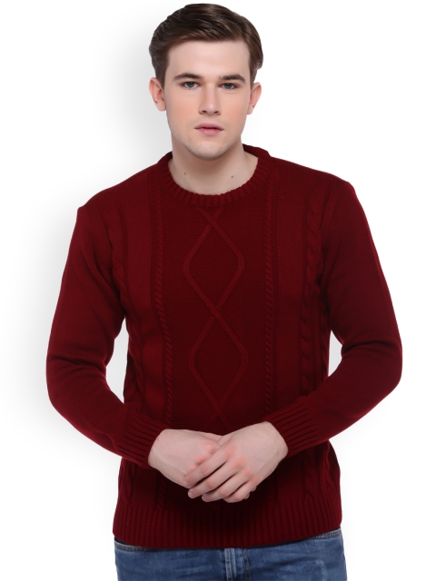 

Club York Men Maroon Self Design Pullover