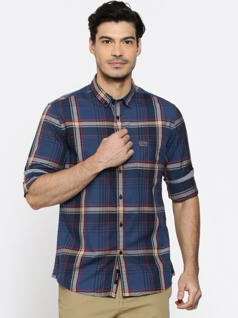 

U.S. Polo Assn. Denim Co. Men Blue Regular Fit Checked Casual Shirt