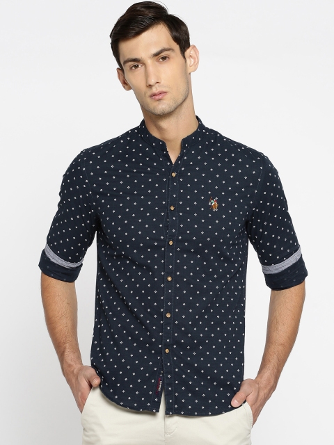 

U.S. Polo Assn. Denim Co. Men Navy Regular Fit Printed Casual Shirt, Navy blue