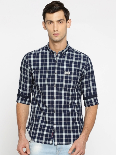 

U.S. Polo Assn. Denim Co. Men Navy Blue Regular Fit Checked Casual Shirt