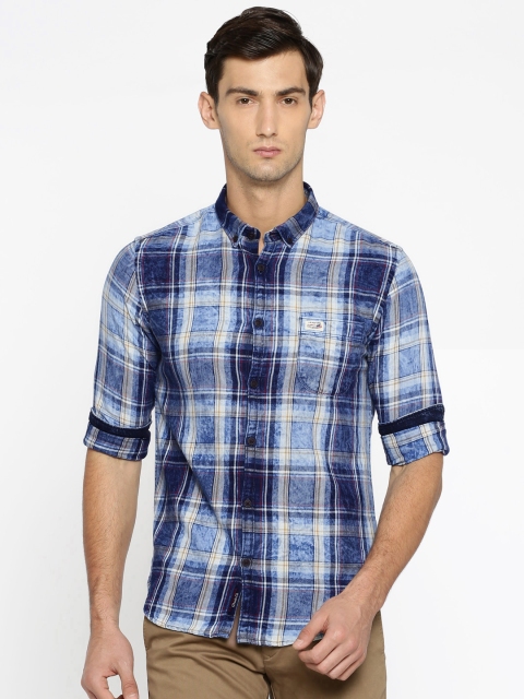

U.S. Polo Assn. Denim Co. Men Blue Regular Fit Checked Casual Shirt