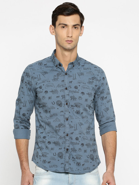 

U.S. Polo Assn. Denim Co. Men Blue Printed Casual Shirt