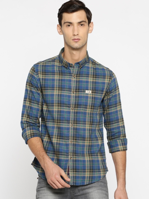 

U.S. Polo Assn. Denim Co. Men Blue Regular Fit Checked Casual Shirt