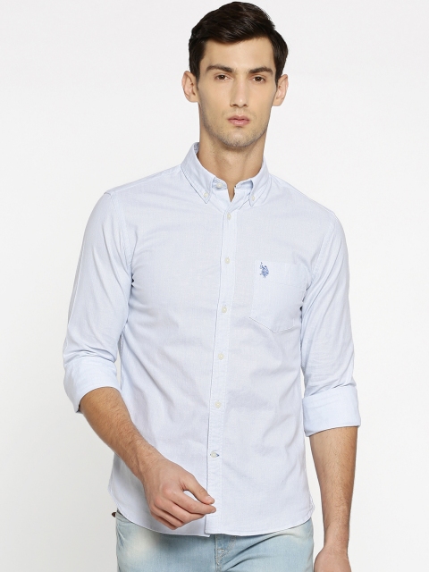 

U.S. Polo Assn. Men Blue Tailored Fit Solid Casual Shirt