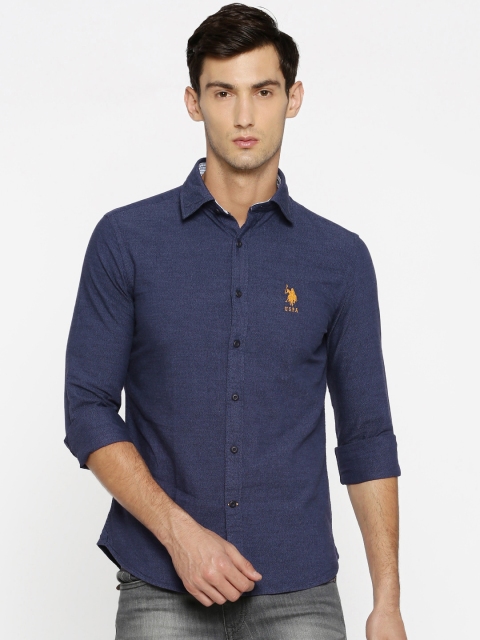 

U.S. Polo Assn. Men Blue Tailored Fit Solid Casual Shirt