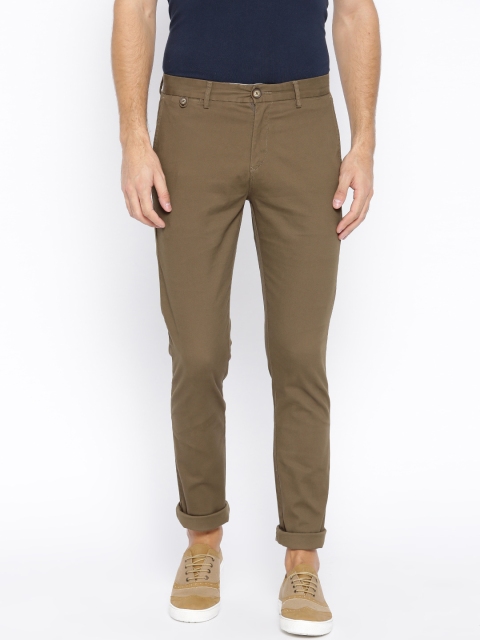 

U.S. Polo Assn. Men Olive Green Slim Fit Solid Regular Trousers