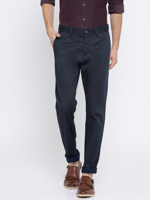 

U.S. Polo Assn. Men Navy Denver Slim Fit Checked Chinos, Navy blue