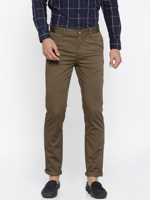 

U.S. Polo Assn. Men Brown Comfort Slim Fit Printed Regular Trousers