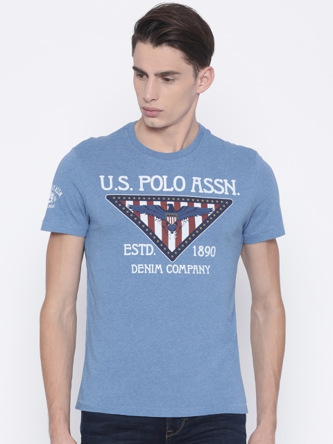 

U.S. Polo Assn. Denim Co. Men Blue Printed Round Neck T-shirt