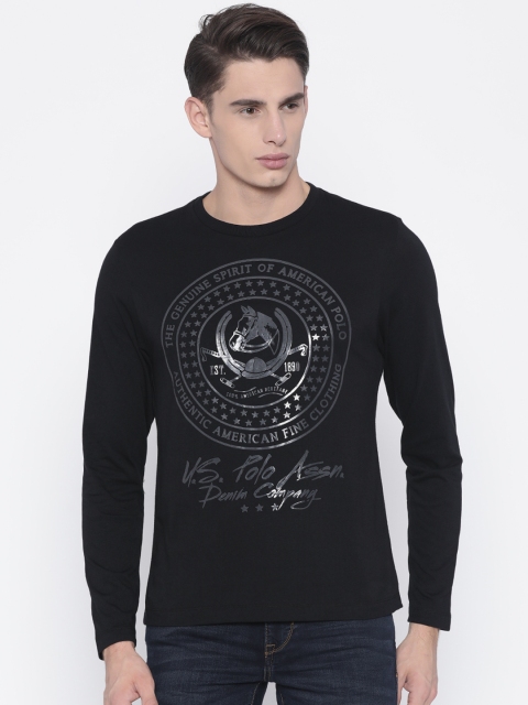 

U.S. Polo Assn. Denim Co. Men Black Printed Round Neck T-shirt