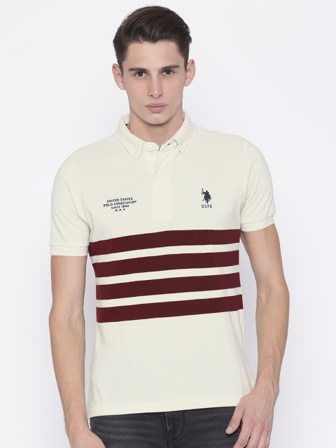 

U.S. Polo Assn. Men Off-White Striped Polo T-shirt