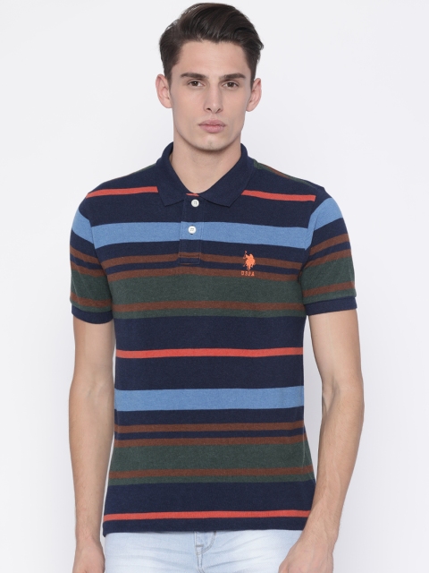 

U.S. Polo Assn. Men Multicoloured Striped Polo T-shirt, Multi