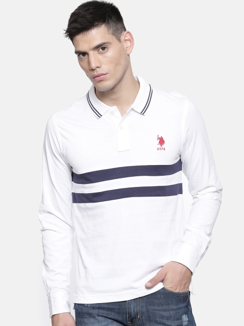 

U.S. Polo Assn. Men White Solid Polo Collar T-shirt
