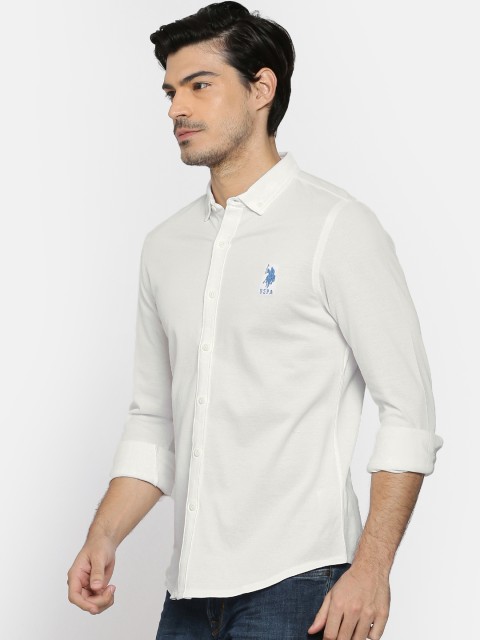 

U.S. Polo Assn. Men White Regular Fit Solid Casual Shirt