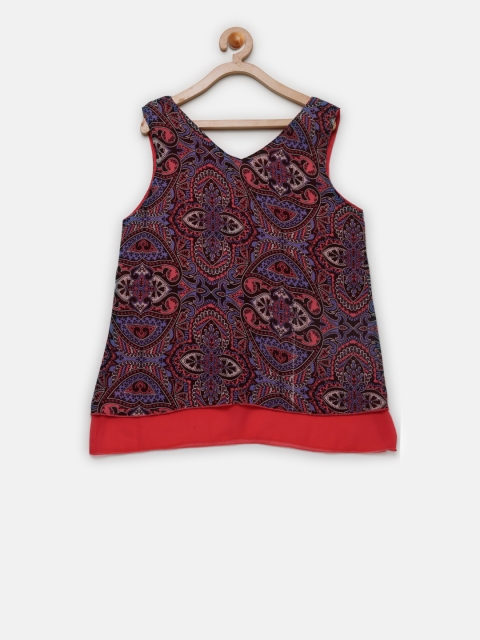 

612FEARLESS Girls Pink & Purple Printed A-Line Top