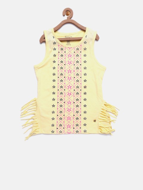 

612FEARLESS Girls Yellow Ethnic Print Top